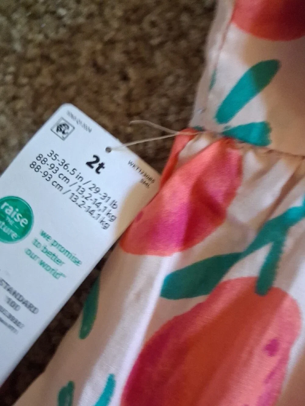 Carter's 2T Toddler Girl Pink Peach & Teal Floral Sundress